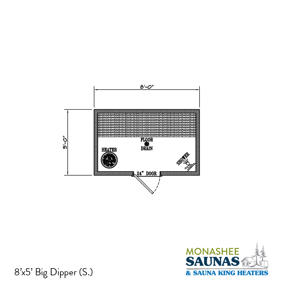 Monashee Saunas Big Dipper 8'x5' exterior sauna with shower