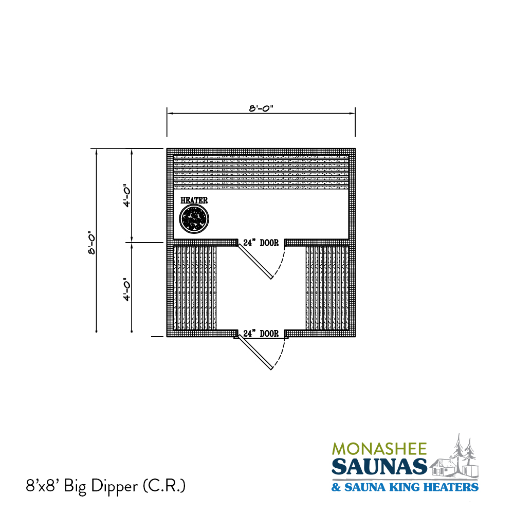 Monashee Saunas Big Dipper 8'x8' exterior sauna with change room.
